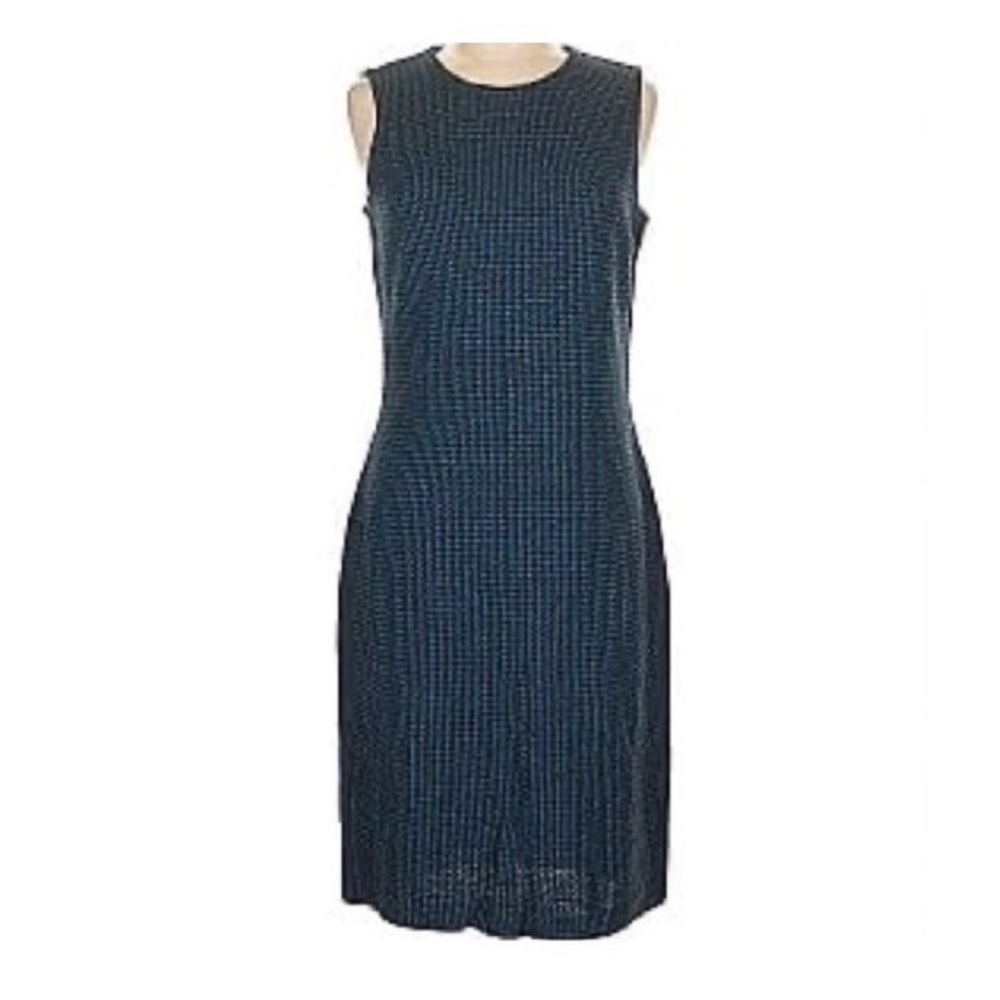 ST. JOHN 👗 Teal & Black Check Sheath Dress